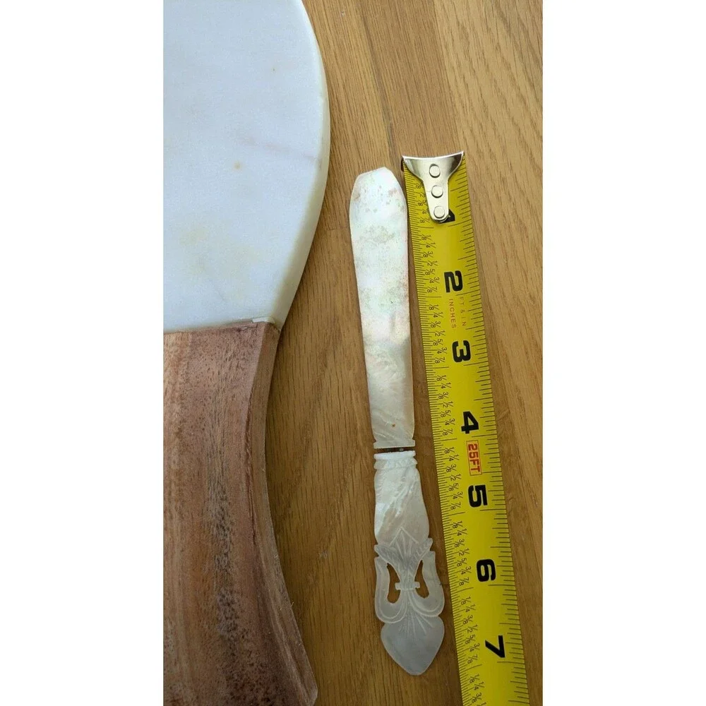 Marble & Wood Spoon Rest With Knife Cottagecore